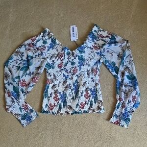 Steve Madden NWT Floral Smocked Off-Shoulder Top